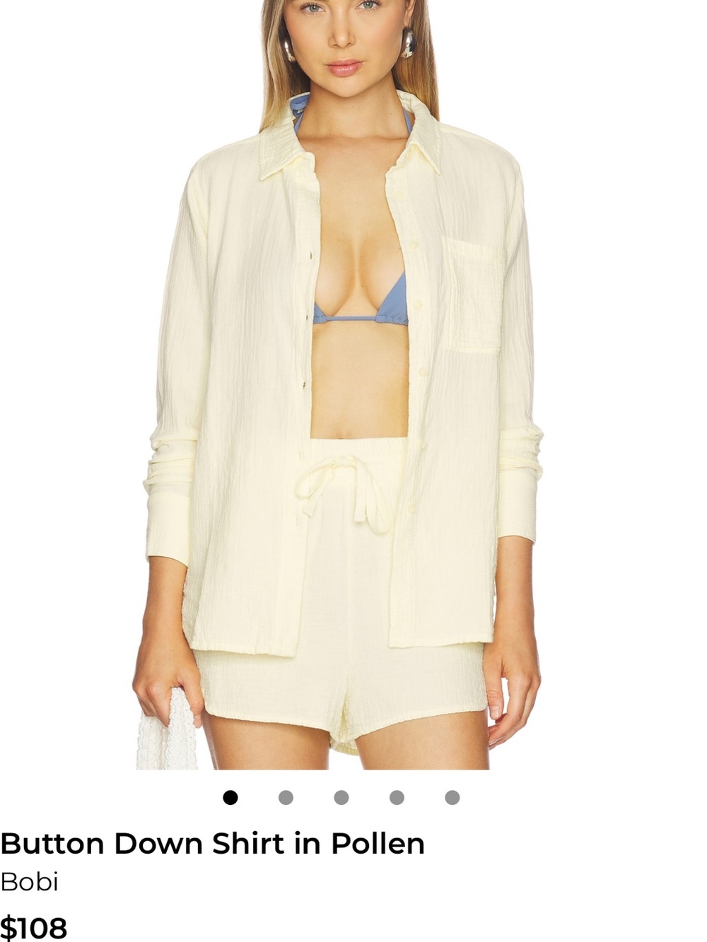 bobi Lightweight Button-Down Shirt in Pollen Cream